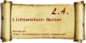 Lichtenstein Aszter névjegykártya